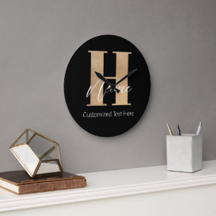 Relógio Grande Inicial Moderna Monogramada H & Nome Personalizado