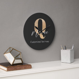 Relógio Grande Inicial Moderna Monogramada Q & Nome Personalizado