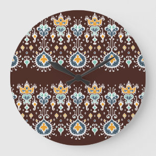 Relógio Grande Inspiração Ikat: Elegância Oriental