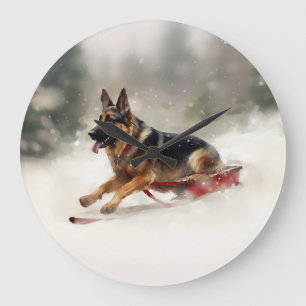 Relógio Grande Inverno de german shepherd Natal