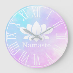 Relógio Grande Ioga de Namaste da flor de Lotus branco dos