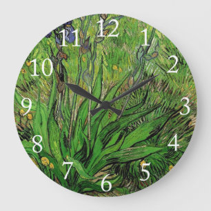 Relógio Grande Íris floral vintage por Vincent van Gogh
