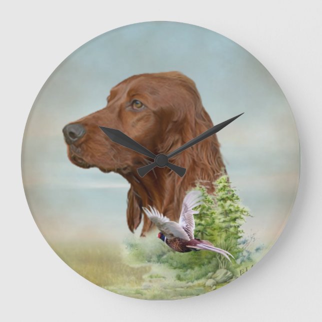 Relógio Grande Irish Setter caçando   (Frente)