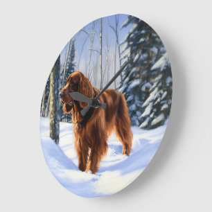 Relógio Grande Irish Setter Deixe-o nevar no Natal