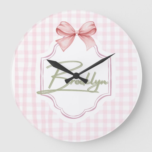 Relógio Grande Irmã BowGingham Personalizada (Frente)