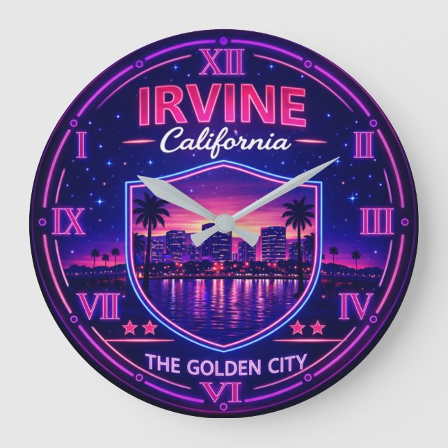 Relógio Grande Irvine California Modern Skyline (Frente)