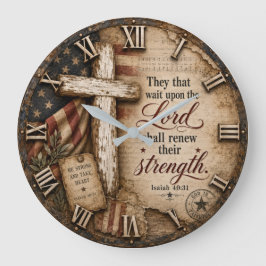 Relógio Grande Isaiah 40:31 Christian Patriotic Cross Decor