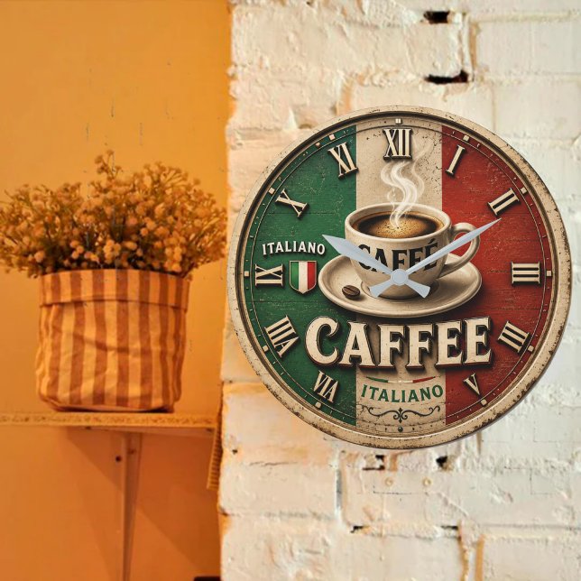 Relógio Grande Italian Coffee Rustic Kitchen Vintage Espresso (Criador carregado)