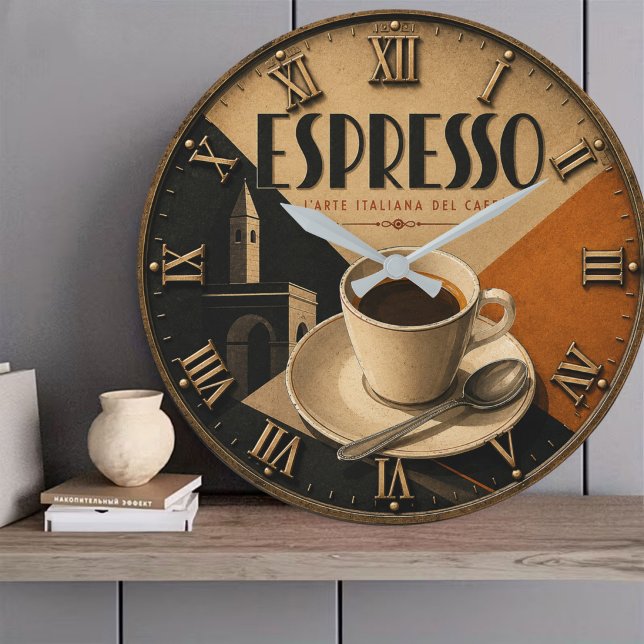 Relógio Grande Italian Espresso Coffee Bar Decor (Criador carregado)