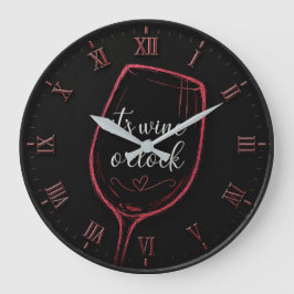 Relógio Grande It's Wine O'Clock Modern Minimalist