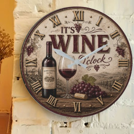 Relógio Grande It's Wine O'Clock Vintage Vineyard