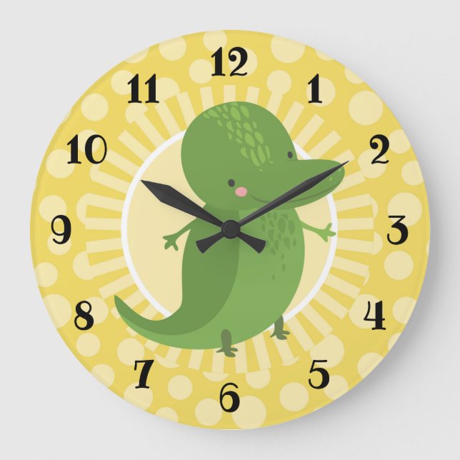 Relógio Grande Jacaré Crocodilo Fofo Quarto de Meninos e Meninas  (Frente)