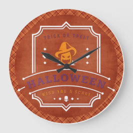Relógio Grande Jack O Lantern Deseje-lhe um Halloween assustador