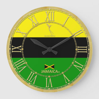 Relógio Grande Jamaica Colors Dourados Roman Numerals Modern Cloc