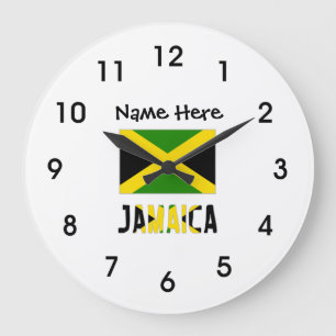 Relógio Grande Jamaica e Bandeira Jamaicana com o Seu Nome