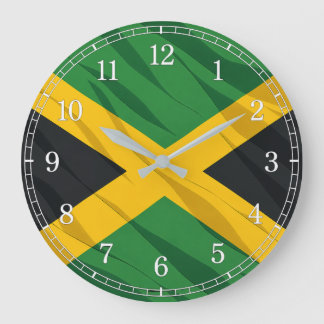 Relógio Grande Jamaica Flag Wall Clock — Waving Flag Design