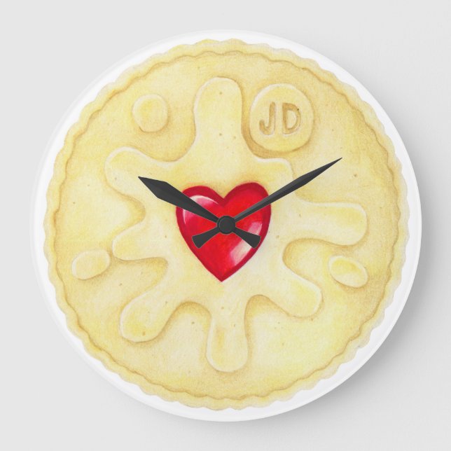 Relógio Grande Jammy Dodger Biscuit Illustration Wall Clock (Frente)