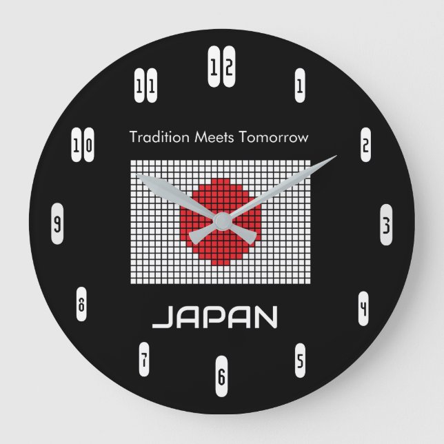 Relógio Grande Japan Flag on Black – Bold Minimalist (Frente)