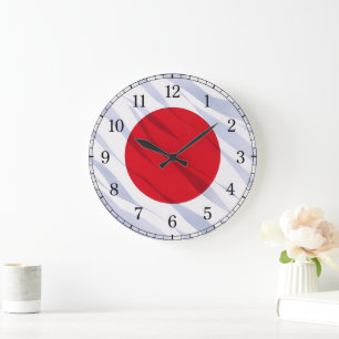 Relógio Grande Japan Flag Wall Clock — Waving Flag Design