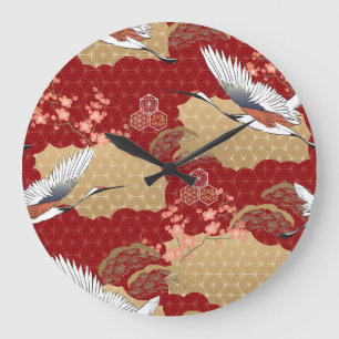 Relógio Grande Japonês Kimono Cherry Blossoms