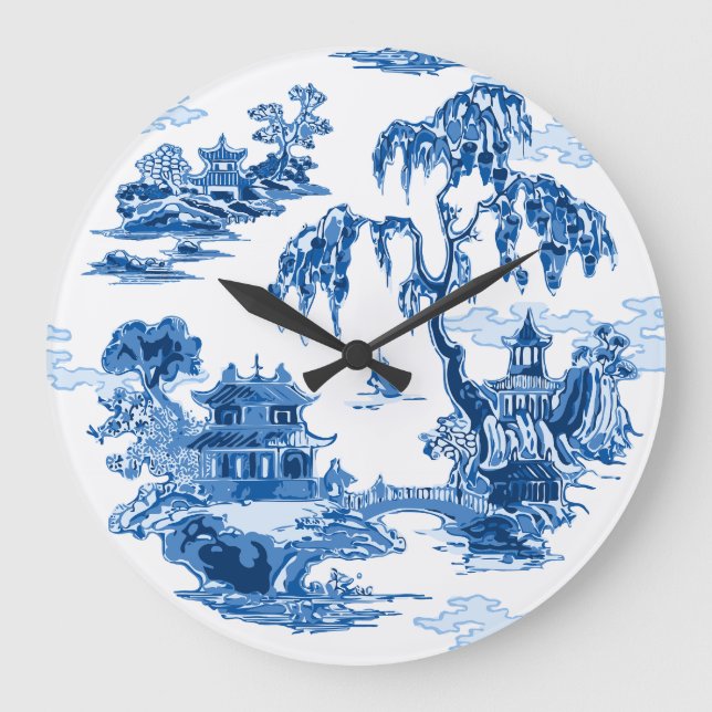Relógio Grande Jardim da Pagode em Porcelana Azul (Frente)