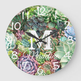 Relógio Grande Jardim de Suculentos Coloridos