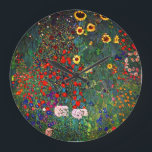 Relógio Grande Jardim Flor Gustav Klimt<br><div class="desc">Relógio com Fazenda de pintura a óleo de Gustav Klimt com girassóis (1907). Um belo jardim de girassóis e belas flores azuis,  vermelhas,  roxas,  rosa e brancas. Um presente de excelente para fãs de Arte Nouveau e de Arte Austríaca.</div>