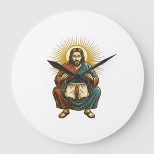 Relógio Grande Jesus Ajustando Cueca Incomoda no Meio da Agachada
