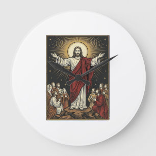 Relógio Grande Jesus Antigo Glória Radiante Gravação Cristã De
