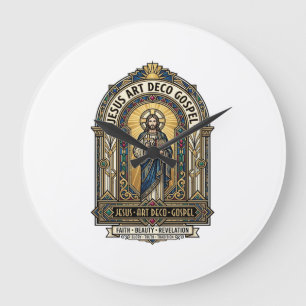 Relógio Grande Jesus Art Deco Evangelho Jesus Art Deco Fé Cristã
