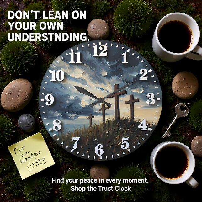 Relógio Grande Jesus Calvary Sunset Impasto (Criador carregado)