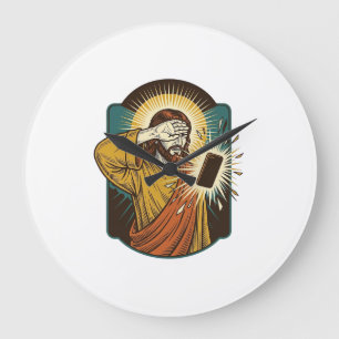 Relógio Grande Jesus Cegando Máximo Brilho do Telefone Meia-Noite
