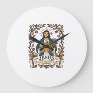 Relógio Grande Jesus Colheita de Outono Fé Jesus Colheita de Outo