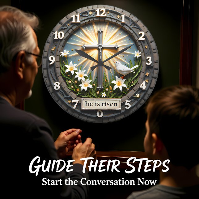 Relógio Grande Jesus He Is Risen Radiant (Criador carregado)