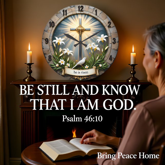 Relógio Grande Jesus He Is Risen Stone (Criador carregado)