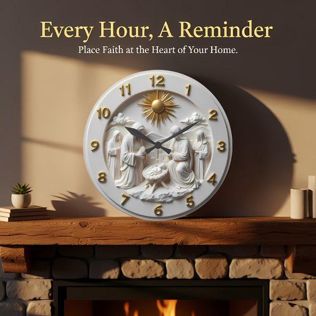 Relógio Grande Jesus Holy Family Nativity (Criador carregado)