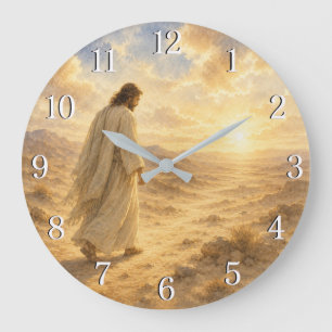 Relógio Grande Jesus in the Desert Wall Clock — Inspirational Des
