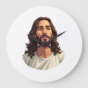 Relógio Grande Jesus Misericórdia Rosto Camisa Branca Gravada Vin