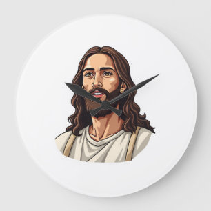 Relógio Grande Jesus Misericórdia Rosto Camisa Branca Gravada Vin