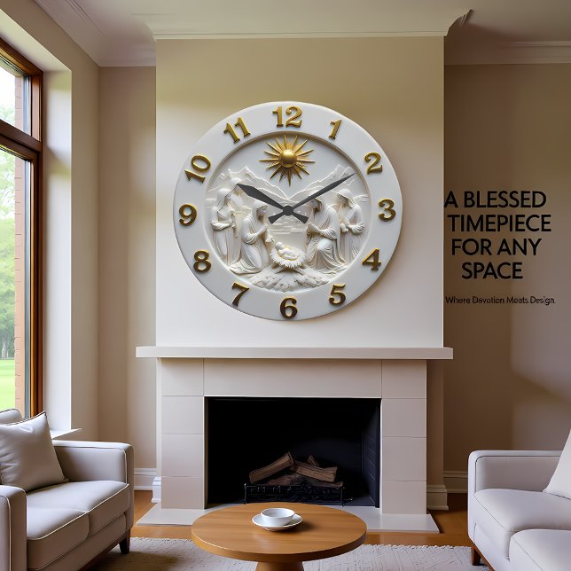 Relógio Grande Jesus Nativity Scene Marble (Criador carregado)