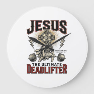 Relógio Grande Jesus O Levantador de Peso Definitivo Camiseta Cri