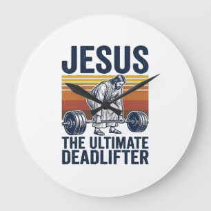 Relógio Grande Jesus O Levantador de Peso Definitivo Camiseta de 