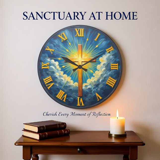 Relógio Grande Jesus Radiant Heavenly Cross (Criador carregado)