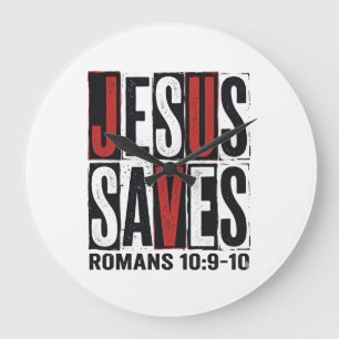 Relógio Grande Jesus Salva Romanos 10_9 Camisa Cristã Vintage De
