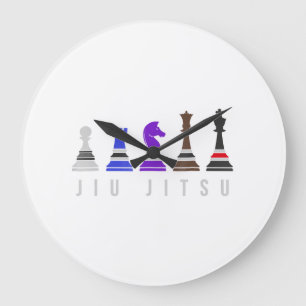Relógio Grande jiu Jitsu    treinando xadrez, presente com texto.