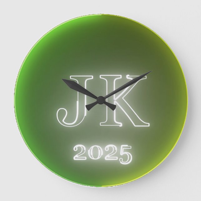 Relógio Grande JK 2025 Green Yellow Wall Clock (Frente)