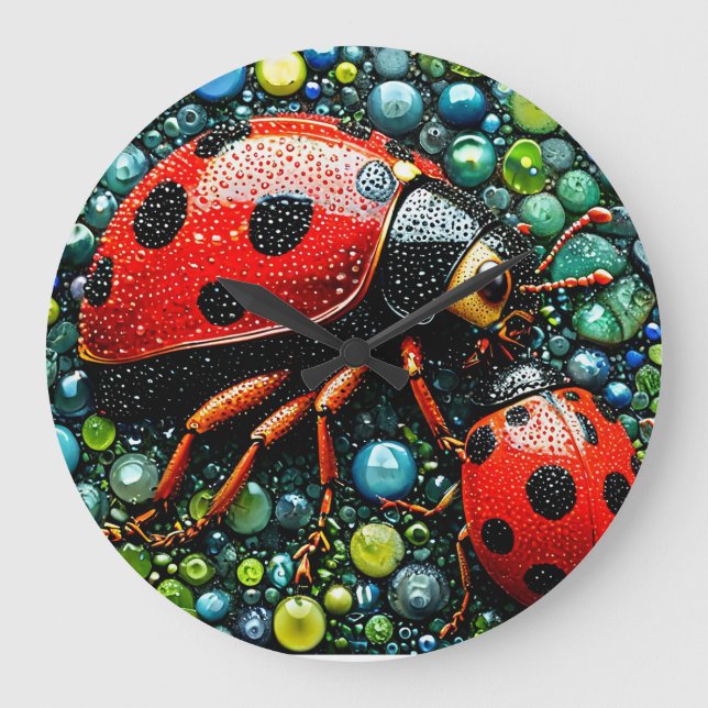 Relógio Grande Joaninhas mosaico (Frente)