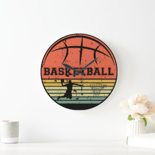 Relógio Grande Jogador de basquete vintage retro sunset