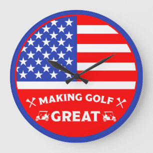 Relógio Grande Jogador de Golfe Americano Divertido Personalizado
