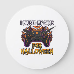 Relógio Grande JogoPausado Halloween Controles Morcegos Fantasmas
